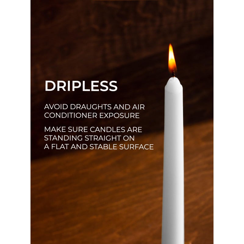 CANDWAX White Taper Candles 12 inch Dripless - Set of 4 Tapered Candles Ideal for Dinner - Smokeless and Unscented Candlesticks - Image 3